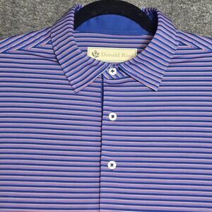 Donald‎ Ross Men's Medium Striped Short Sleeve Golf Polo Shirt Sleeve Logo